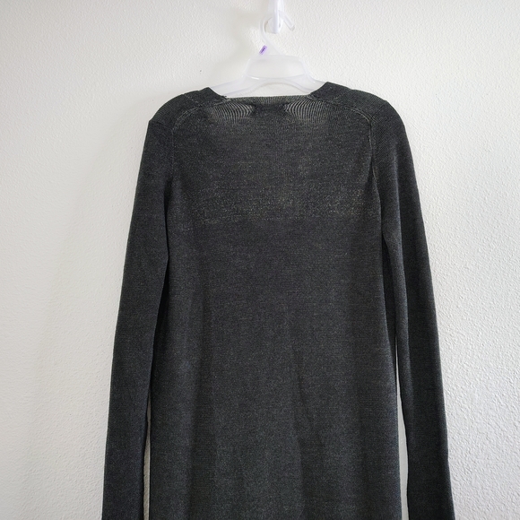 ZARA Knit Midi Dress Size M Charcoal Gray V-Neck Long Sleeve Asymmetrical - Picture 14 of 15